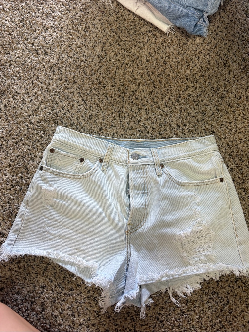 Levi's Light Wash Distressed Denim Shorts